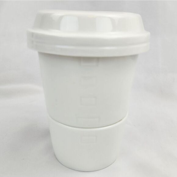 ☕️Starbucks 2012 Ivory Embossed Logo Stackable Bowls & Lid Set - Picture 7 of 12